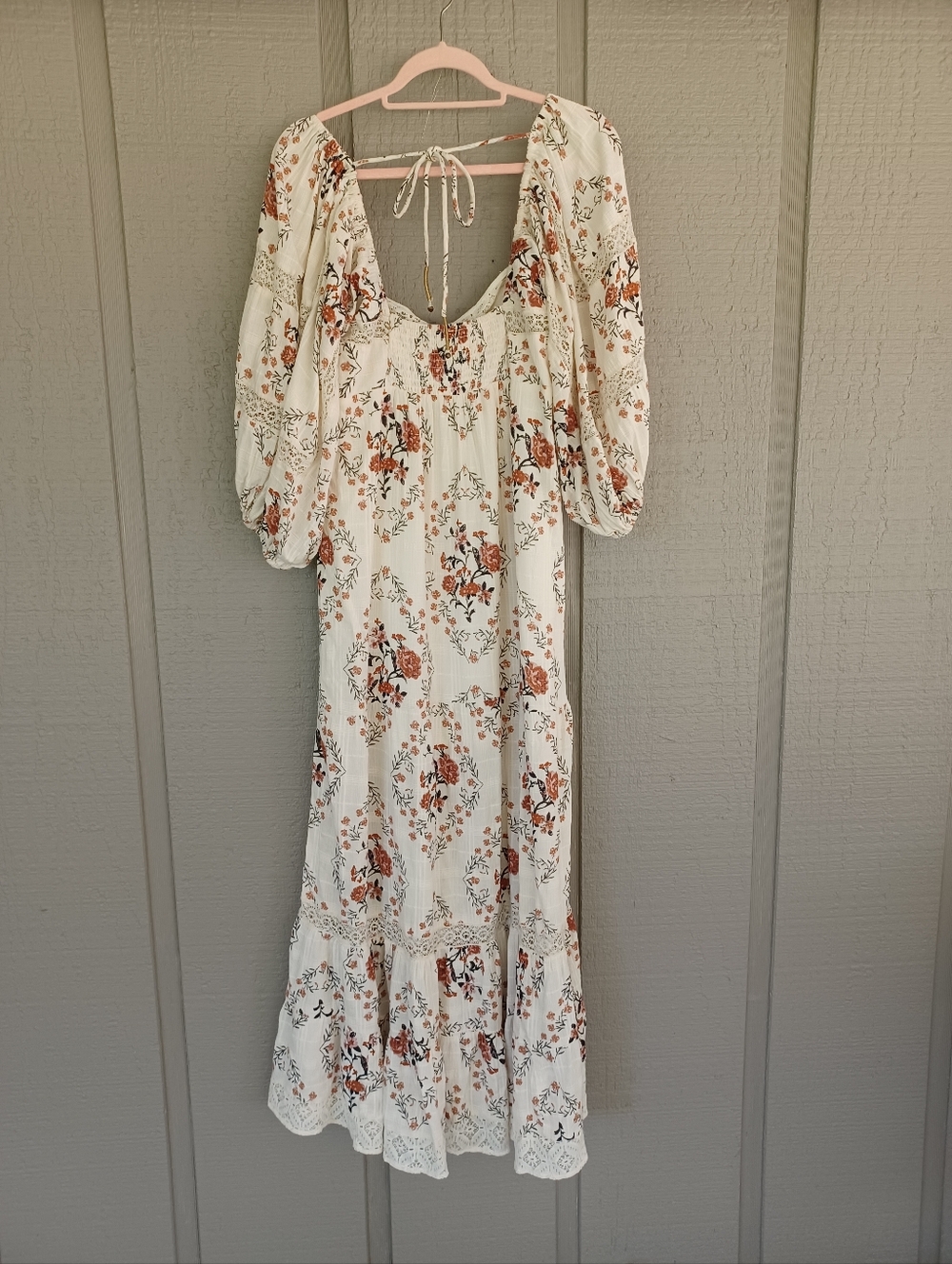 Free People All The Attitude Maxi Dress Size L Women Boho Cottagecore Floral - Picture 5 of 15